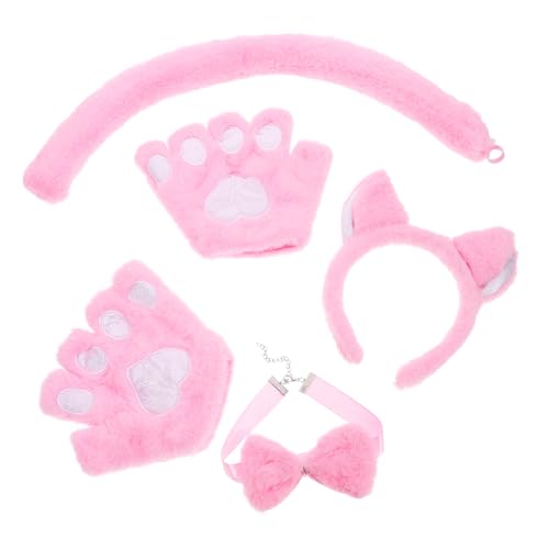 CTIRCHIU Niedliches Katzenkostüm mit Tierohren Haarreif Schleife Falschem und Pfotenhandschuhen Leichtes Cosplay Zubehör für Halloween Weihnachten Karneval und Fasching von CTIRCHIU
