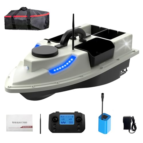 CTLNEON GPS Fishing Bait Boat 3 Katapult Bays, Bait Boats for Carp Fishing with GPS Positioning 500M Bait Boat with LED Night Light (White) von CTLNEON