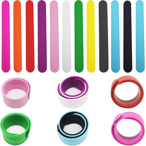 CTRICALVER Schnapparmbänder, 12 pcs Slap Armbänder aus Silikon, DIY Slap Armband, für Familien Bastelset Party Favors (12 Farben) von CTRICALVER