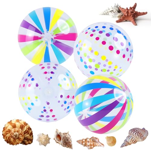 4 Stück Aufblasbare Wasserbälle, 40 cm Wasserball mit Streifen und Punkten, Aufblasbare Beachball für Kinder und Erwachsene, Perfekte Wasserball für Pool Strandspiele und Spaß im Freien (16 Zoll) 4 Stück Aufblasbare Wasserbälle, 40 cm Wasserball mit Streifen und Punkten, Aufblasbare Beachball für Kinder und Erwachsene, Perfekte Wasserball für Pool Strandspiele und Spaß im Freien (16 Zoll) von CTYUEYUN