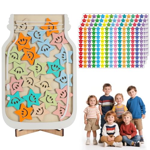 CTYUEYUN Belohnungsglas für Kinder,Belohnungsglas mit 600 Stern Aufklebern, 25 Sterne Sammeln Belohnung,Reward Charts for Children Behaviour,Ideal zur Motivation zu Hause Oder im Klassenzi CTYUEYUN Belohnungsglas für Kinder,Belohnungsglas mit 600 Stern Aufklebern, 25 Sterne Sammeln Belohnung,Reward Charts for Children Behaviour,Ideal zur Motivation zu Hause Oder im Klassenzi von CTYUEYUN