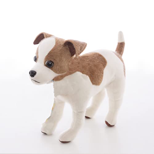 CU-MATE 12 '' Jack Russell Terrier Plüschtier Realistischer stehender Hündchen - Weiß und Braun Handgefertigtes weiches Plüsch Jack Kuscheltiere Geschenk für Jungen Mädchen von CU-MATE