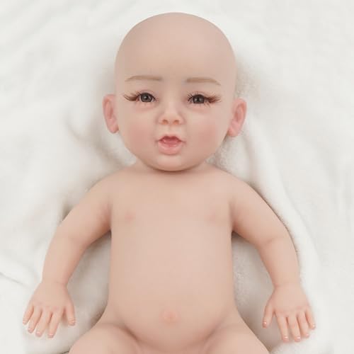 CUAIBB Baby Puppe 14inch, Silikon Körper Neugeborene Baby Puppen, Realistische Baby Real Life Puppe für Kinder Kleinkinder - Vollsilikon Mädchen von CUAIBB