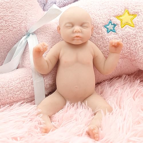 CUAIBB Ganzkörper-Silikon-Baby-Puppe, 10,6 Zoll lebensechte beruhigende Schlaf-Baby-Puppe Geschenk für Weihnachten Geburtstag, realistische Neugeborene Baby-Puppen - Vollsilikon-Mädchen von CUAIBB