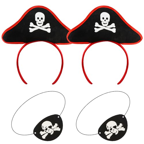 CUBACO Piraten-Stirnband-Kostüm-Zubehör-Set für Damen, 2-teiliges Piraten-Augenklappen und lustige Piratenhüte, Halloween-Kostüm, Cosplay-Party, Haarschmuck für Damen CUBACO Piraten-Stirnband-Kostüm-Zubehör-Set für Damen, 2-teiliges Piraten-Augenklappen und lustige Piratenhüte, Halloween-Kostüm, Cosplay-Party, Haarschmuck für Damen von CUBACO