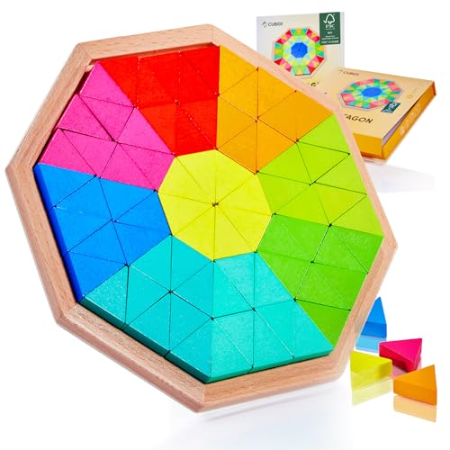 CUBIDI® Kreatives Montessori Tangram Octagon | Fördert logisches Denken und räumliche Vorstellungskraft | Geschicklichkeitsspiel aus hochwertigem Holz | Lernspiele ab 4 Jahre für Jungen und Mädchen von CUBIDI