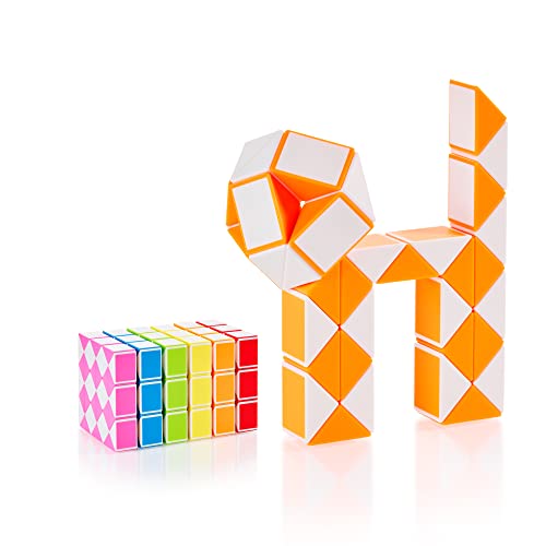 CUBIDI® Original Magic Snake - 36 Blöcke Orange | Knobelspiele für Kinder & Erwachsene | Ideal als Mitgebsel Kindergeburtstag Gastgeschenke oder kleine Geschenke für Kinder von CUBIDI