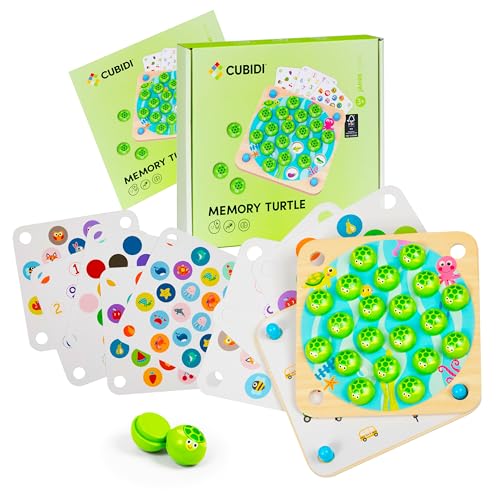 CUBIDI® Memory - Süßes Schildkröten Memory für Kleinkinder⎥ Montessori Spielzeug aus Holz⎥ Fördert motorische Entwicklung & Gedächtnis⎥ Holzspielzeug für Jungen und Mädchen ab 3 Jahre von CUBIDI