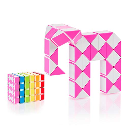 CUBIDI® Original Magic Snake - 48 Blöcke Rosa | Knobelspiele für Kinder und Erwachsene | Ideal als Mitgebsel Kindergeburtstag, Kindergeburtstag Gastgeschenke oder kleine Geschenke für Kinder von CUBIDI