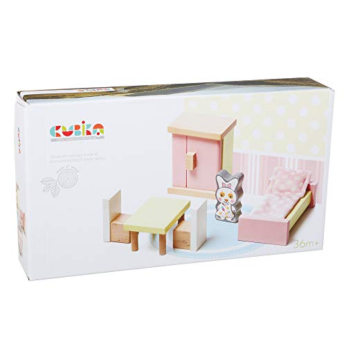 Cubika 12640 Set Ambiente Schlafzimmer kinderspiel Holz, Mehrfarbig von CUBIKA