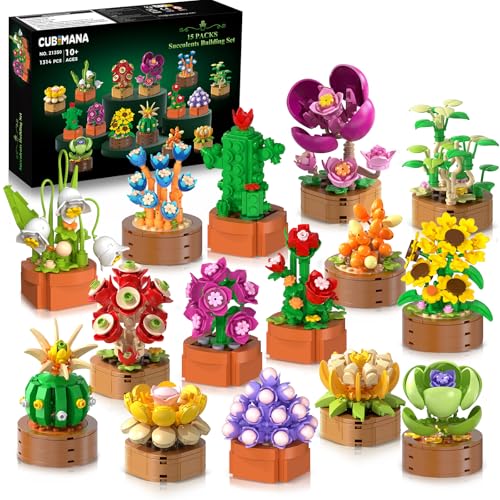 15 Blumen Pflanzen 3.6MM Mini Bausätze Spielzeug – 1314 Stück Sukkulenten Klemmbausteine Set für Büro Heimdekor, Botanical Baustein Kreatives Blumenbauen für Muttertag Geburtstag Erwachsene Frauen 15 Blumen Pflanzen 3.6MM Mini Bausätze Spielzeug – 1314 Stück Sukkulenten Klemmbausteine Set für Büro Heimdekor, Botanical Baustein Kreatives Blumenbauen für Muttertag Geburtstag Erwachsene Frauen von CUBIMANA