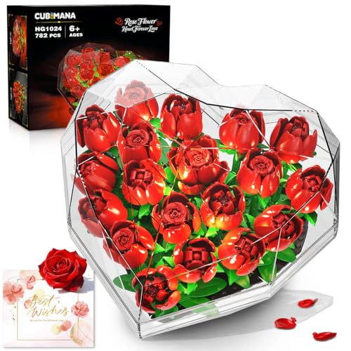 CUBIMANA 19 Blumenbausätze mit Licht – Forever Herzform Box Rosen Botanische Bausteine Spielzeug Valentinstag Muttertag Geburtstagsgeschenke für Sie Erwachsene Mädchen CUBIMANA 19 Blumenbausätze mit Licht – Forever Herzform Box Rosen Botanische Bausteine Spielzeug Valentinstag Muttertag Geburtstagsgeschenke für Sie Erwachsene Mädchen von CUBIMANA