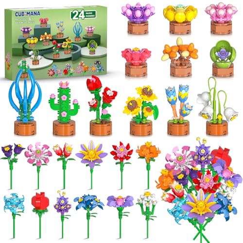 CUBIMANA 24 Stück Partygeschenke für Kinder, Bauset – Blumen-Sukkulenten-Bausteine, Spielzeug für Goodie Bag Stuffers, Klassenzimmerpreise, Valentinstag, Ostern, Geburtstagsgeschenk für Jungen und CUBIMANA 24 Stück Partygeschenke für Kinder, Bauset – Blumen-Sukkulenten-Bausteine, Spielzeug für Goodie Bag Stuffers, Klassenzimmerpreise, Valentinstag, Ostern, Geburtstagsgeschenk für Jungen und von CUBIMANA