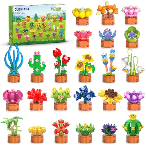 CUBIMANA 24er-Pack Blumen & Sukkulenten 3,6 MM Mini-Bausätze von CUBIMANA