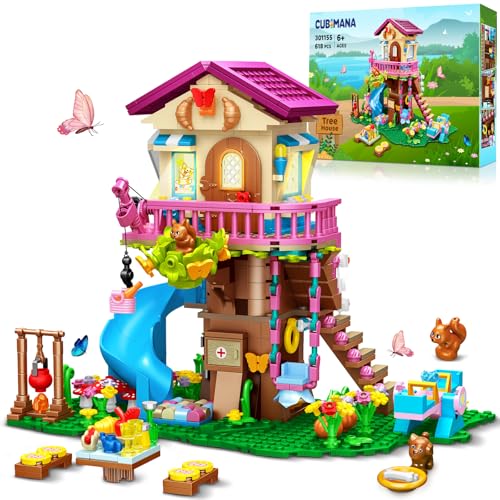 CUBIMANA Baumhaus-Bauspielzeug mit LED-Licht – 618 Stück Baumhaus-Bausteinset, 3-stöckiges Hausbauset mit Rutsche und Aufklebern, Geschenk Spielzeug für Kinder, Mädchen Jungen ab 6 7 8 9 10 11+ Jahren CUBIMANA Baumhaus-Bauspielzeug mit LED-Licht – 618 Stück Baumhaus-Bausteinset, 3-stöckiges Hausbauset mit Rutsche und Aufklebern, Geschenk Spielzeug für Kinder, Mädchen Jungen ab 6 7 8 9 10 11+ Jahren von CUBIMANA