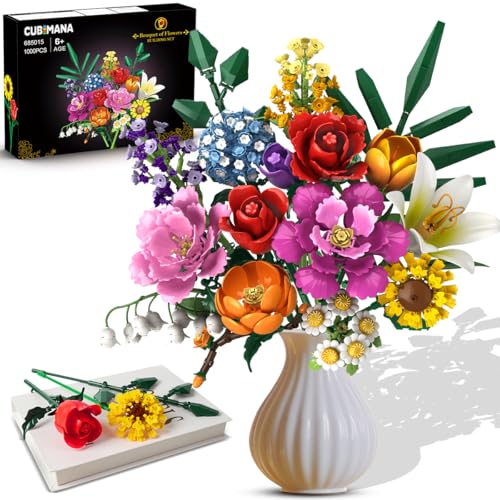 CUBIMANA Blumenstrauß-Bausatz – 1000 Teiles Blumenstrauß-Set, Botanische Geschenk zum Valentinstag für Sie und Ihn, 15 Künstliche Blumen Bausteine Heimdekoration für Erwachsene 6+ Mädchen Geburtstag CUBIMANA Blumenstrauß-Bausatz – 1000 Teiles Blumenstrauß-Set, Botanische Geschenk zum Valentinstag für Sie und Ihn, 15 Künstliche Blumen Bausteine Heimdekoration für Erwachsene 6+ Mädchen Geburtstag von CUBIMANA