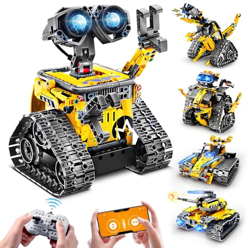 CUBIMANA Technik Roboter für Kinder Spielzeug - 5 in 1 Fernsteuerung Bauspielzeug mit App Programmierbar Wall Roboter/Technik Roboter/Dinosaurier Geschenke für Jungs Mädchen 6-12+ Jahre (520 Stück) von CUBIMANA