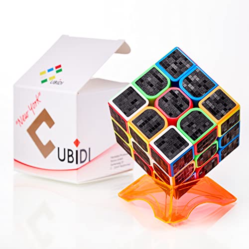 CUBIDI® Zauberwürfel 3x3 - Typ New York | Speed-Cube mit optimierten Dreheigenschaften | Magic Cube für Anfänger und Fortgeschrittene | geeignet zum Speed-Cubing | mit aufgeklebten Carbon-Sticker von CUBIDI