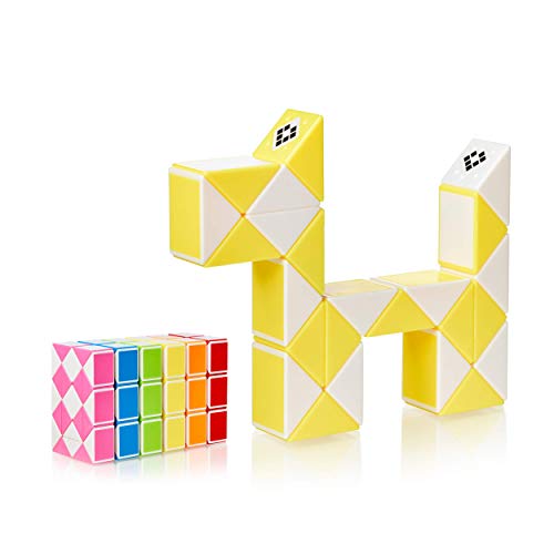 CUBIDI® Original Magic Snake - 24 Blöcke Gelb | Knobelspiele für Kinder und Erwachsene | Ideal als Mitgebsel Kindergeburtstag, Kindergeburtstag Gastgeschenke oder kleine Geschenke für Kinder von CUBIDI