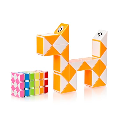 CUBIDI® Original Magic Snake - 24 Blöcke Orange | Knobelspiele für Kinder & Erwachsene | Ideal als Mitgebsel Kindergeburtstag Gastgeschenke oder kleine Geschenke für Kinder von CUBIDI