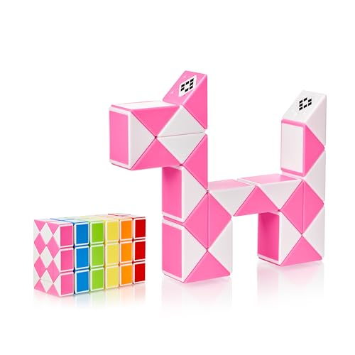 CUBIDI® Original Magic Snake - 24 Blöcke Rosa | Knobelspiele für Kinder und Erwachsene | Ideal als Mitgebsel Kindergeburtstag, Kindergeburtstag Gastgeschenke oder kleine Geschenke für Kinder von CUBIDI