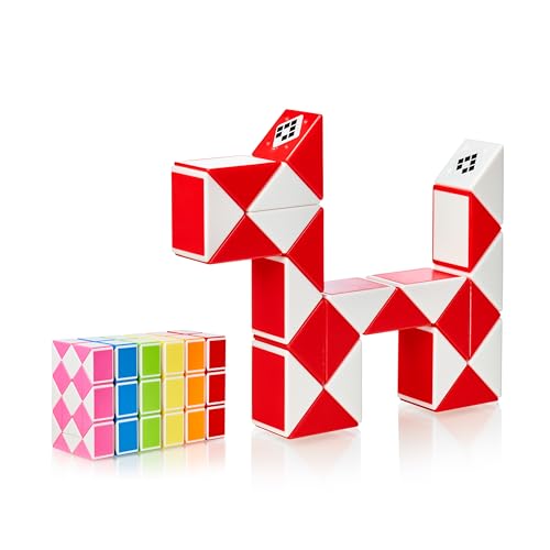 CUBIDI® Original Magic Snake - 24 Blöcke Rot | Knobelspiele für Kinder und Erwachsene | Ideal als Mitgebsel Kindergeburtstag, Kindergeburtstag Gastgeschenke oder kleine Geschenke für Kinder von CUBIDI