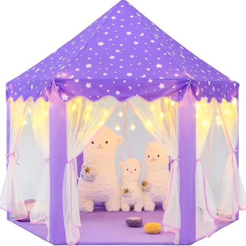 CUBNBUD Prinzessinnenzelt für Mädchen im Alter von 4-7 Jahren, lila Prinzessinnenschloss Spielhaus mit Sternlichtern, 140 x 134 cm CUBNBUD Prinzessinnenzelt für Mädchen im Alter von 4-7 Jahren, lila Prinzessinnenschloss Spielhaus mit Sternlichtern, 140 x 134 cm von CUBNBUD