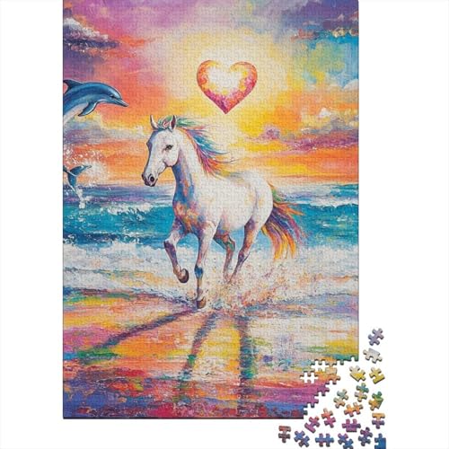 Fine Pferd Puzzles 1000 Teile Schwer Puzzle Spielzeug Lernspiel Impossible Herausforderungsspielzeug Für Erwachsene Kinder 1000pcs (75x50cm) von CUBSKRIRB