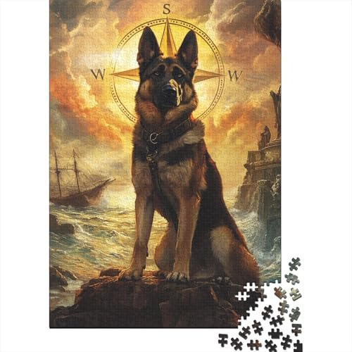 German Shepherd Puzzle 1000-teilige Schwer Puzzle Spielzeug Pädagogisches Spiel Impossible Herausforderungsspielzeug Für Erwachsene Und Kinder Ab 12 Jahren 1000pcs (75x50cm) von CUBSKRIRB