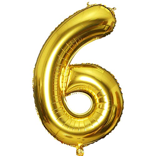 CUCUBA Luftballon Anzahl für Geburtstage / Parteien Größe 35cm Farbe Gold (Nummer 6) von CUCUBA