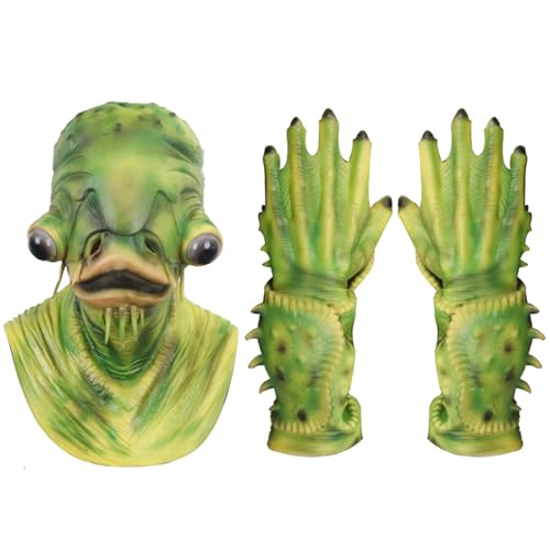 CUCUFA Halloween -Maske, Halloween -Welsmasken, grüne Vollkopf -Fischmaske, Latexfischkostüm für Erwachsene CUCUFA Halloween -Maske, Halloween -Welsmasken, grüne Vollkopf -Fischmaske, Latexfischkostüm für Erwachsene von CUCUFA