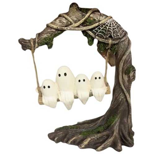 CUCUFA Swinging Ghost Funny Spooky Ghost Statue Harz hängen Halloween -Dekoration für Party, Baum, Garten, Garten, Dekoration von CUCUFA