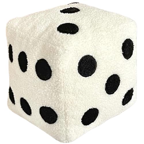 Dice Pillow 8x8 niedliches Plüschwürfelsspielzeug mit Loop Samt und bequem gefülltes großes, throwabbares kreatives und lustiges Dekor für Heimschlafzimmer, Sofa, Dekoration für Coffeeshops, Weiß, Ri von CUCUFA
