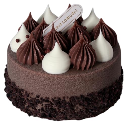 Geburtstagstorte, 4 -Zoll -Styroporkuchen mit Sahne und Schokoladenschmuck, dekorative künstlich mit geringer Wartung für Fotografie -Requisiten, Cupcake von CUCUFA
