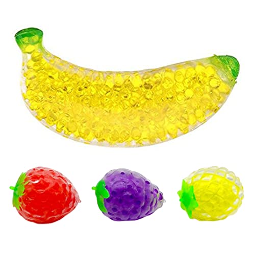 Pack von 4 Obst Squeeze Stress Ball Wasser Perlen Dehnbare Ballssenorische Spielzeugparty Gefälligkeiten für Kinder Erwachsene Aprilscherz Tag von CUCUFA