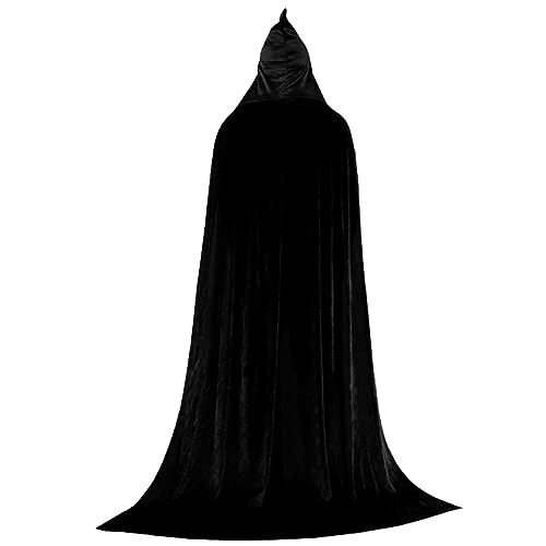 Schwarzes Umhang mit Motorhaube 51, 2 Zoll Unisex Gold-Velvet Witch Cloak, Vampirzauberer Robe für Cosplay M, Hexenumhang Schwarzes Umhang mit Motorhaube 51, 2 Zoll Unisex Gold-Velvet Witch Cloak, Vampirzauberer Robe für Cosplay M, Hexenumhang von CUCUFA