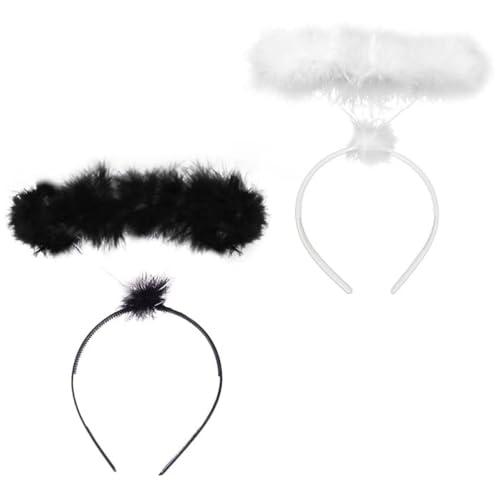 CUEMOON 2pcs Ange Heiligenschein Engel Stirnbänder Feder Heiligenschein Halloween Engel Kostüm Feder Halo Stirnband Perfektes Zubehör für Halloween Weihnachten Karneval Kostüm CUEMOON 2pcs Ange Heiligenschein Engel Stirnbänder Feder Heiligenschein Halloween Engel Kostüm Feder Halo Stirnband Perfektes Zubehör für Halloween Weihnachten Karneval Kostüm von CUEMOON