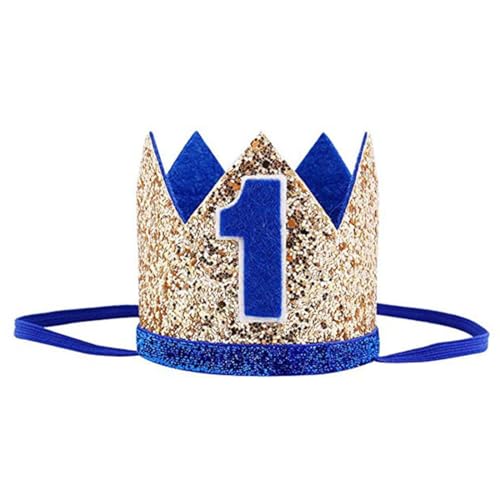 CUEMOON Baby Geburtstagskrone, Prinzessin Haarband Krone, 1. Geburtstag Haarschmuck (Blau) von CUEMOON