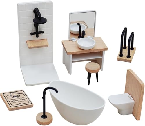 CUEMOON Puppenhaus Zubehör,Puppenhaus Möbel Badezimmer Möbel, 1/12 Puppenhaus Badezimmer Set, Toilette Waschbecken Set für Kinder Pretend Spielzeug Puppenhaus Dekoration CUEMOON Puppenhaus Zubehör,Puppenhaus Möbel Badezimmer Möbel, 1/12 Puppenhaus Badezimmer Set, Toilette Waschbecken Set für Kinder Pretend Spielzeug Puppenhaus Dekoration von CUEMOON