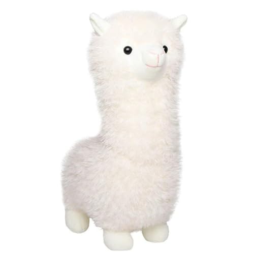 CUEMOON Alpaka Kuscheltier, 28cm Stand Weiß kuschel alpaka, Lama Stofftier Geschenk für Kinder Mädchen Liebhaber von CUEMOON