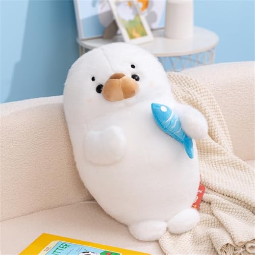 CULASIGN Robben mit Fische Stofftier Plüschtier, Kuscheltier Weiße Robben Kissen Puppe für Kinder, Mädchen, Jungen, Baby, Geburtstag Geschenk (55 cm) von CULASIGN