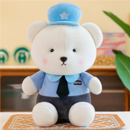 CULASIGN Teddybär Stofftier Plüsch, Niedliches Teddybär Plüschtier Kuscheltier Polizei Bär Geschenk Dekokissen für Weihnachten Valentinstag Geburtstag (23 cm,Blau) von CULASIGN