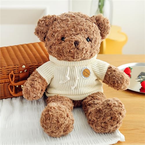 CULASIGN Teddybär Stofftier Plüsch, Weiches Teddybär mit Pullover Kapuze Plüschtier Kuscheltier Bär Geschenk Dekokissen für Weihnachten Valentinstag Geburtstag (Braun,33 cm) von CULASIGN