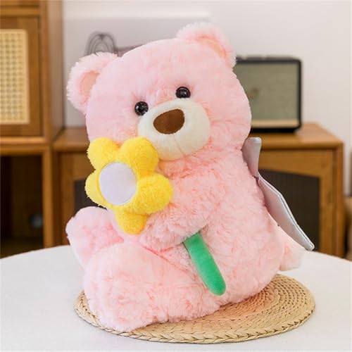 CULASIGN Teddybär Stofftier Plüschtier, Weicher Kuscheltier Bär mit Rosen Puppe Kissen für Kinder, Mädchen, Jungen, Baby, Geburtstag Geschenk (45 cm,Pink) von CULASIGN
