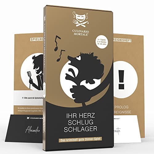 Culinario Mortale® – Ihr Herz schlug Schlager - für 5 bis 7 Personen/unterhaltsames Krimi Dinner für Zuhause/Krimispiele für Erwachsene/Krimidinner Spiel von CULINARIO MORTALE