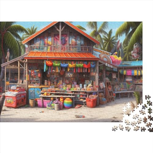Beach Shop Holzpuzzles 1000 Teile Erwachsene Wohnkultur Family Challenging Games Educational Game Geburtstagsgeschenk Entspannung Und Intelligenz 1000pcs (75x50cm) von CULPRT