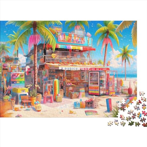 Beach Shop Holzpuzzles 500 Teile Für Erwachsene Moderne Wohnkultur Family Challenging Games Geburtstagsgeschenk Educational Game Stress Relief Toy 500pcs (52x38cm) von CULPRT