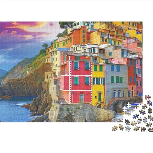 Cinque Terre Holzpuzzles 1000 Teile Erwachsene Wohnkultur Geschicklichkeitsspiel Für Die Ganze Familie Lernspiel Geburtstagsgeschenk Stress Relief 1000pcs (75x50cm) von CULPRT