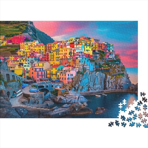 Cinque Terre Holzpuzzles 300 Teile Erwachsene Geschicklichkeitsspiel Für Die Ganze Familie Home Decor Geburtstagsgeschenk Lernspiel Stress Relief 300pcs (40x28cm) von CULPRT