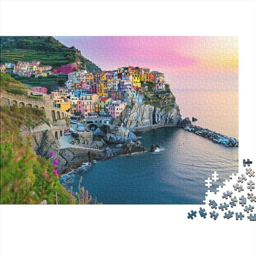 Cinque Terre Holzpuzzles 500 Teile Erwachsene Geburtstagsgeschenk Wohnkultur Educational Game Family Challenging Games Stress Relief Toy 500pcs (52x38cm) von CULPRT